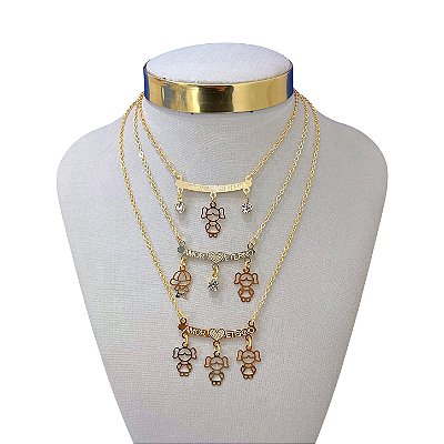 Colar Folheado Ouro 18k Filhos Canga Amor Eterno