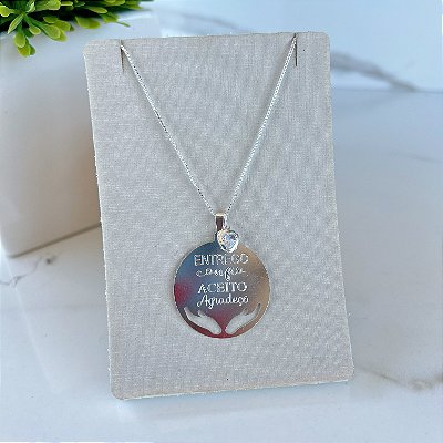 Colar Folheado Prata 925 Entrego Confio Aceito Agradeço