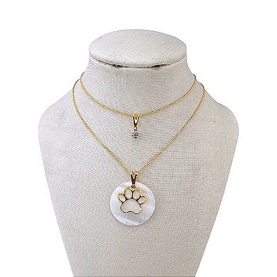 Colar Duplo Folheado Ouro 18k Pet Madrepérola