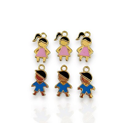 Pingente Folheado Ouro 18k Filhos Penduricalho Resinado