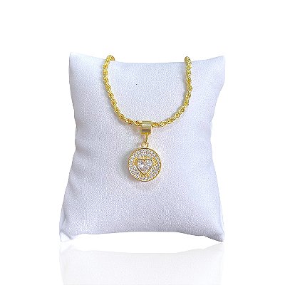 Pulseira Folheada Ouro 18k Cordão Baiano Mandala Coração