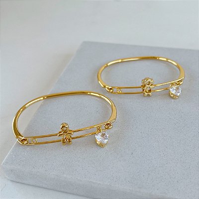 Bracelete Folheado Ouro 18k Filhos Personalizado Ponto de Luz