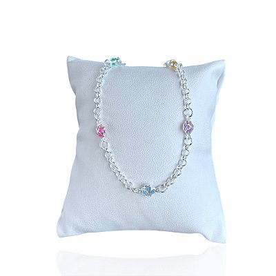 Pulseira Folheada Prata 925 Trevos Cristais