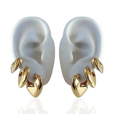 Trio Brincos Folheado Ouro 18k e Prata 925 Argolas Coração Abaulada