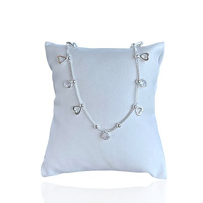 Pulseira Folheada Ouro 18k Pontos de Luz Corações