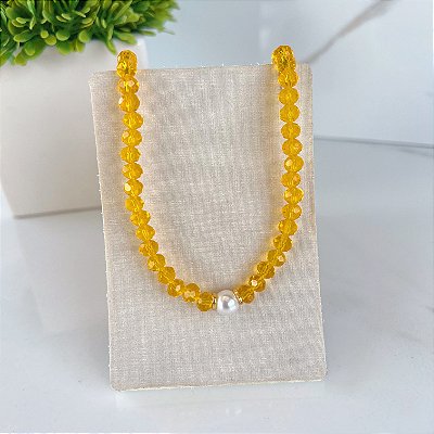 Choker Cristais Bijuteria Pérola