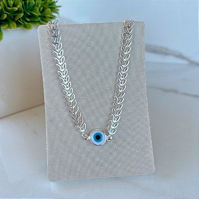 Choker Folheada Prata 925 Escamas Olho Grego