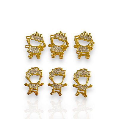Pingente Folheado Ouro 18k Filhos Passante Cravejado