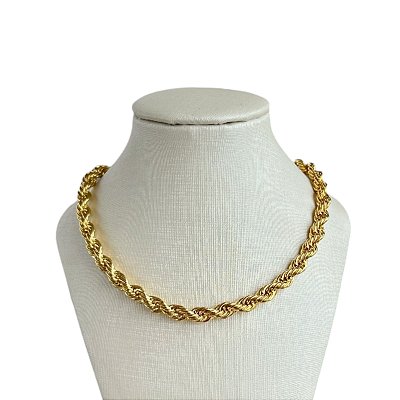 Choker Folheada Ouro 18k e Prata 925 Cordão Baiano Grosso