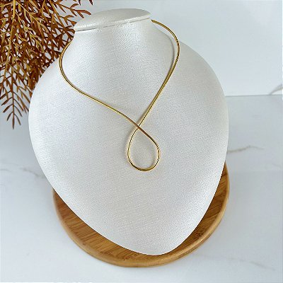 Choker Folheada Ouro 18k e Prata 925 Aro Gota