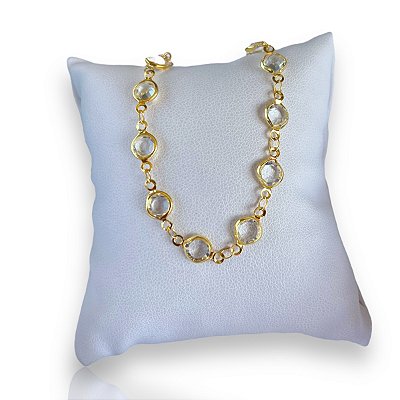 Pulseira Folheada Ouro 18k Ponto de Luz Cristais
