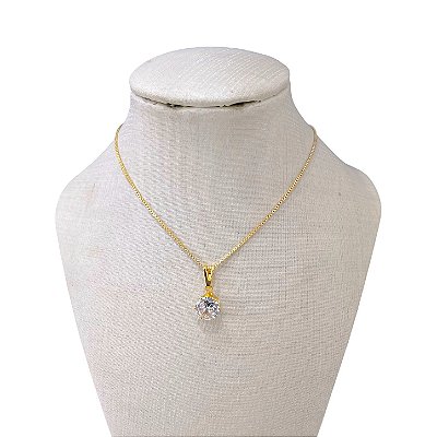 Colar Folheado Ouro 18k e Prata 925 Ponto de Luz Redondo Alto