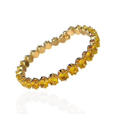 Bracelete Folheado Ouro 18k e Prata 925 Redondo Cravejado