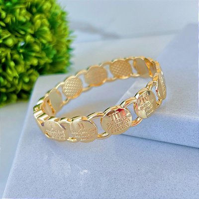 Bracelete Folheado Ouro 18k e Prata 925 Mandamentos