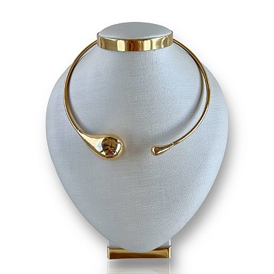 Choker Aro Bijuteria Dourado e Prata Gota