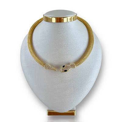 Choker Bijuteria Dourado e Prata Serpente