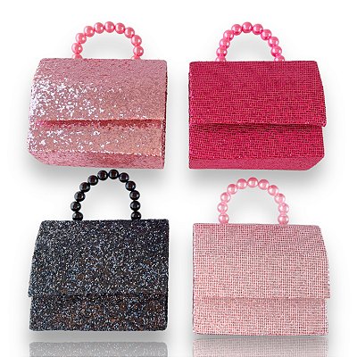 Bolsa Infantil Clutch Alça Bolinhas Brilhante