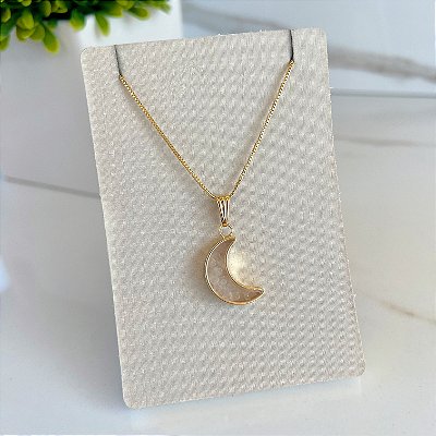 Colar Folheado Ouro 18k e Prata 925 Cápsula Lua Sal