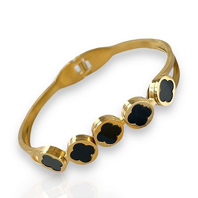 Bracelete Folheado Ouro 18k e Prata 925 Inspired Trevos Madrepérola