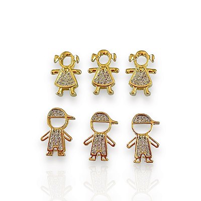 Pingente Folheado Ouro 18k e Prata 925 Filhos Passante Cravejado