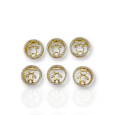 Pingente Folheado Ouro 18k e Prata 925 Filhos Mandala Passante Cravejado