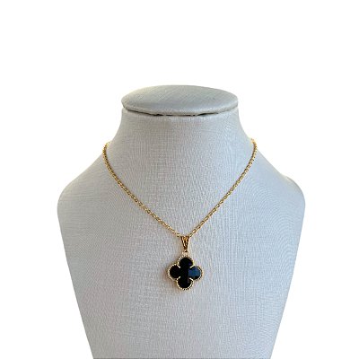 Colar Folheado Ouro 18k Trevo Cristal