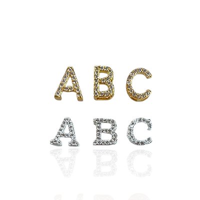 Pingente Folheado Ouro 18k e Prata 925 Passante Letra Cravejada Pequeno