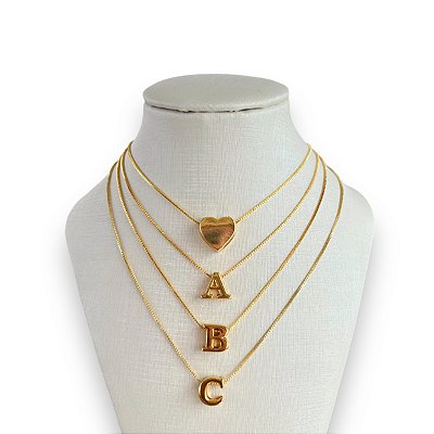Colar Folheada Ouro 18k e Prata 925 Letra Inicial