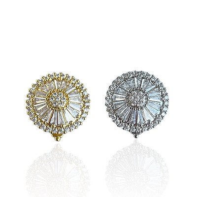 Berloque Charm Folheado Ouro 18k e Prata 925 Mandala Cravejada