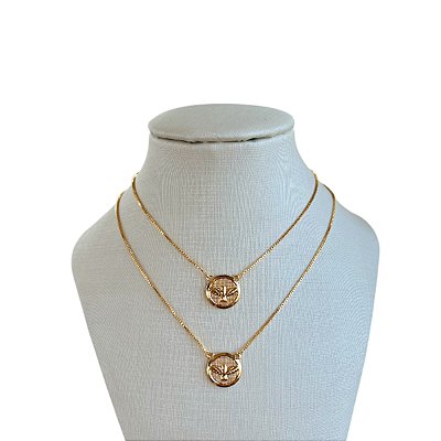 Colar Escapulário Folheado Ouro 18k e Prata 925 Espírito Santo