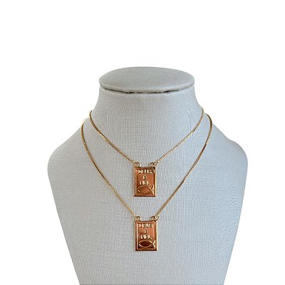 Colar Escapulário Folheado Ouro 18k e Prata 925 Deus é Fiel