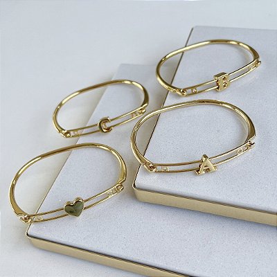 Bracelete Folheada Ouro 18k Letra Inicial