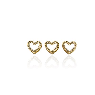 Pingente Folheado Ouro 18k Coração Passante Cravejado