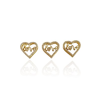 Pingente Folheado Ouro 18k Coração Love Passante