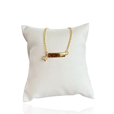 Pulseira Folheada Ouro 18k Placa Infantil Estrela