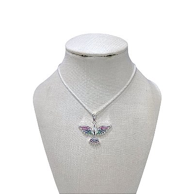 Colar Folheado Ouro 18k Espírito Santo Cravejado