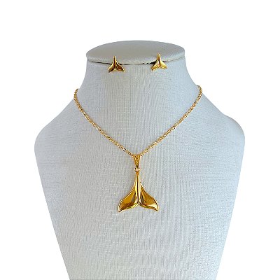 Conjunto Folheado Ouro 18k e Prata 925 Cauda de Sereia