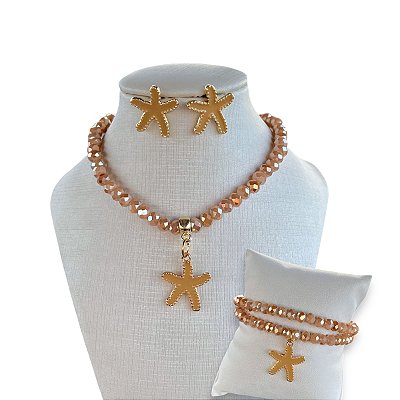 Conjunto Bijuteria Cristais Estrela