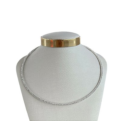 Choker Folheada Prata 925 Aro Strass