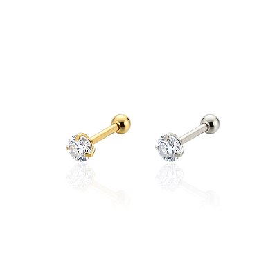Piercing Aço Inoxidável Dourado e Prata Tragus Ponto de Luz