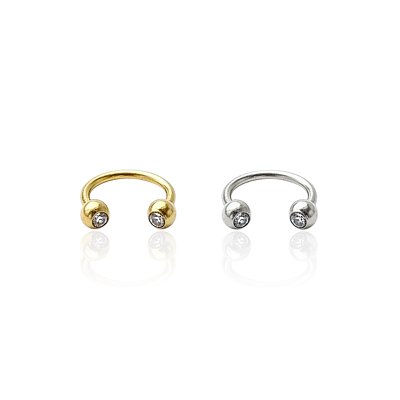 Piercing Aço Inoxidável Dourado e Prata Helix Ponto de Luz Cravejado
