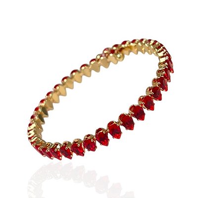 Bracelete Folheado Ouro 18k e Prata 925 Gotas Cravejada