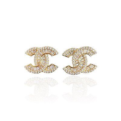 Brinco Folheado Ouro 18k e Prata 925 Inspired Cravejado