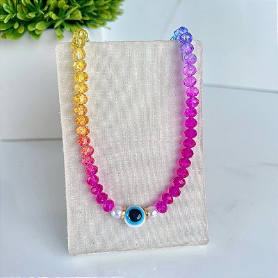 Choker Cristais Bijuteria Olho Grego