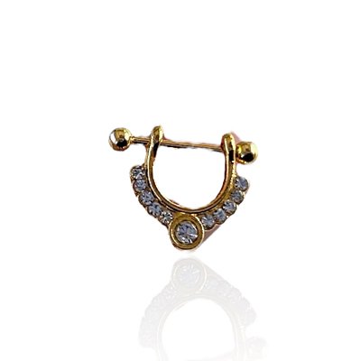 Piercing Aço Inoxidável Dourado Helix Ponto de Luz Cravejado