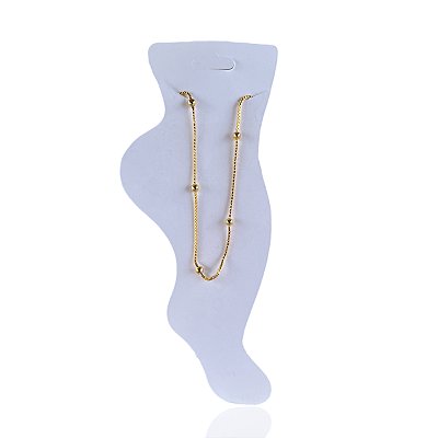 Tornozeleira Folheada Ouro 18k e Prata 925 Bolinhas