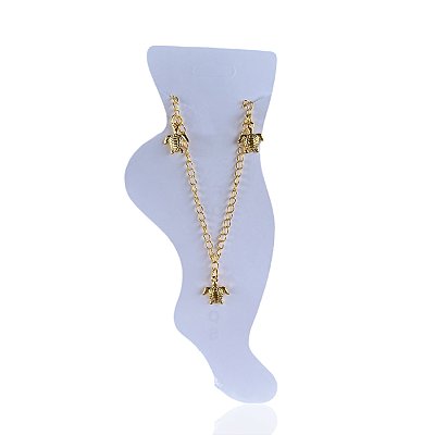Tornozeleira Folheada Ouro 18k e Prata 925 Tartarugas