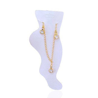 Tornozeleira Folheada Ouro 18k e Prata 925 Ponto de Luz