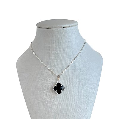 Colar Folheado Prata 925 Trevo Cristal