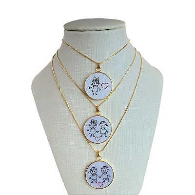 Colar Folheado Ouro 18k Madrepérola Filhos